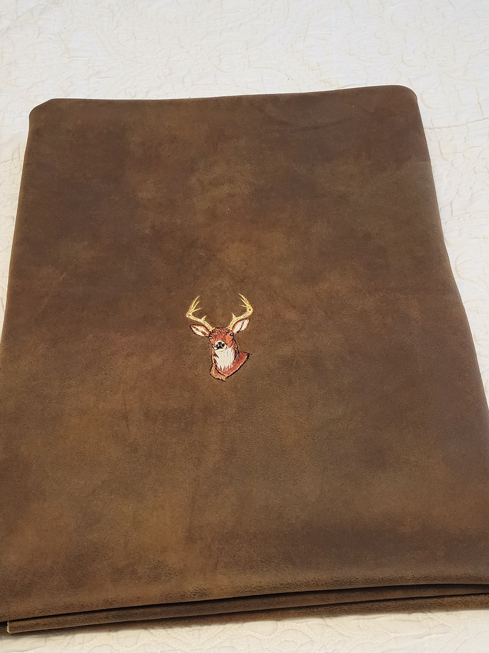 Brown Deer Embroidered Throw Blanket - Classic Cabin Accent